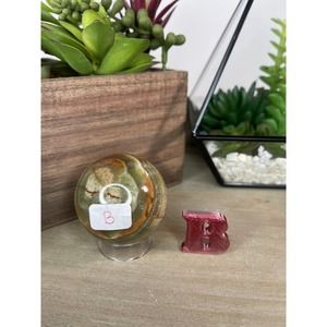 Green Banded Calcite Afghan Onyx Sphere Round Polished Crystal